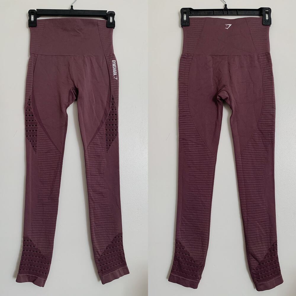 Purple Gymshark High Waisted Energy Eyelet Seamless Leggings XS